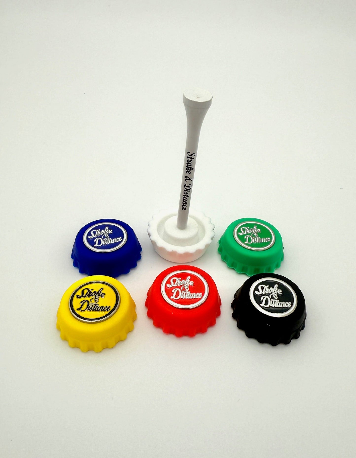 Spill - Proof Screen Print Bottle Cap - Golf Tee Combo Variety Pack - Stroke & Distance