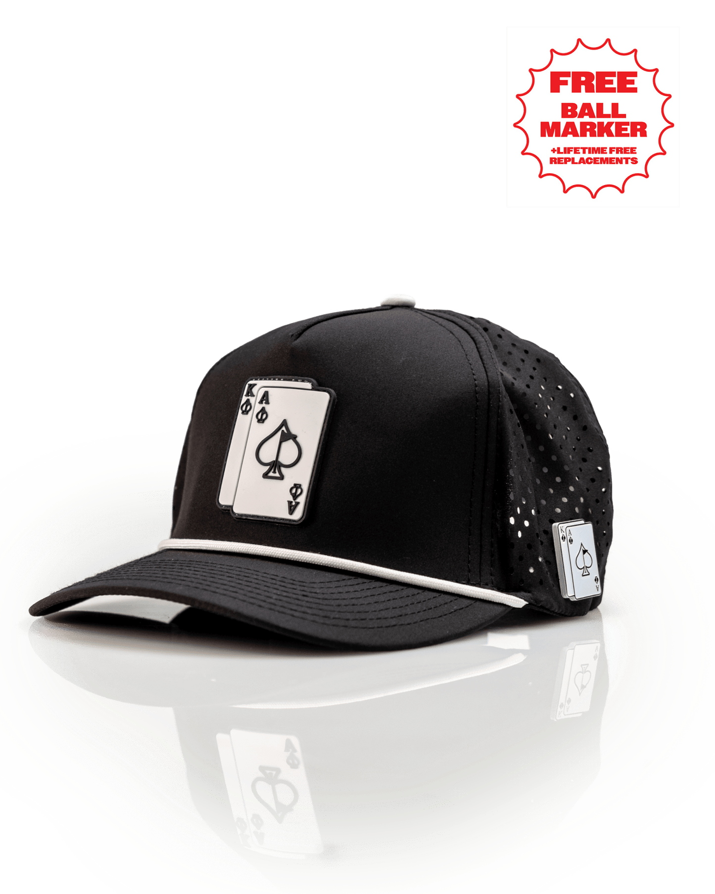 Ace/King Black - Perforated Rope Hat - Stroke & Distance