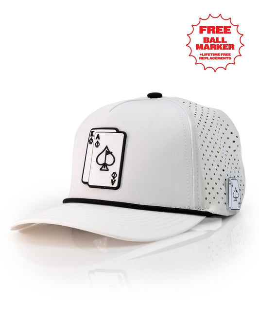 Ace/King White - Perforated Rope Hat - Stroke & Distance
