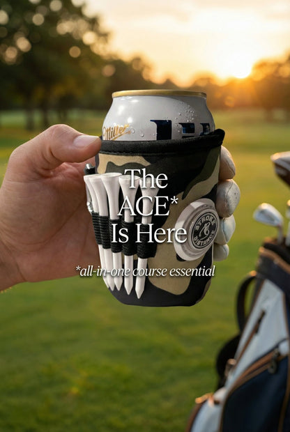Beverage Caddie 3-in-1 Golf Insulator, Removeable Ball Marker, Bag Clip & Tees Combo - Stroke & Distance