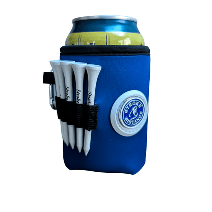 Beverage Caddie 3 - in - 1 Golf Insulator, Removeable Ball Marker, Bag Clip & Tees Combo - Stroke & Distance
