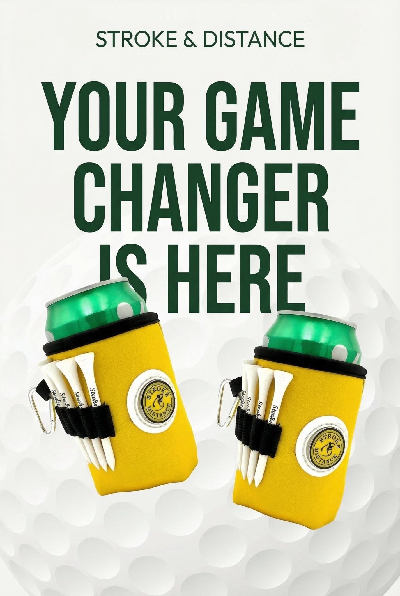 Beverage Caddie 3-in-1 Golf Insulator, Removeable Ball Marker, Bag Clip & Tees Combo - Stroke & Distance