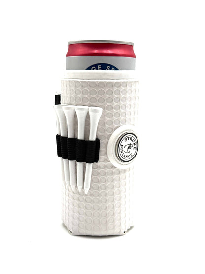 Beverage Caddie 3 - in - 1 Golf Insulator, Removeable Ball Marker, Bag Clip & Tees Combo - Stroke & Distance