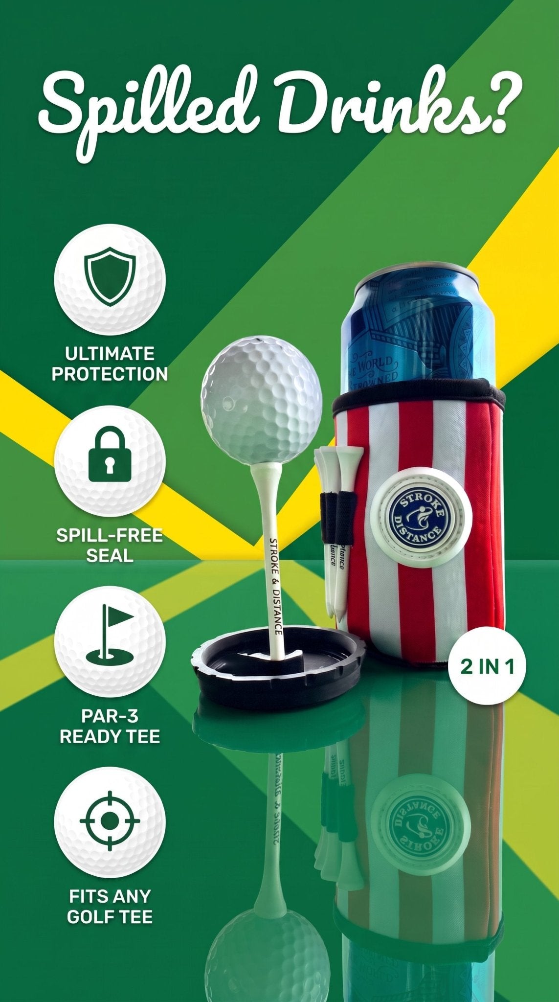 Can Cap Tee 3 Pack: Ultimate Beverage Protection & Golf Tee in One - Stroke & Distance