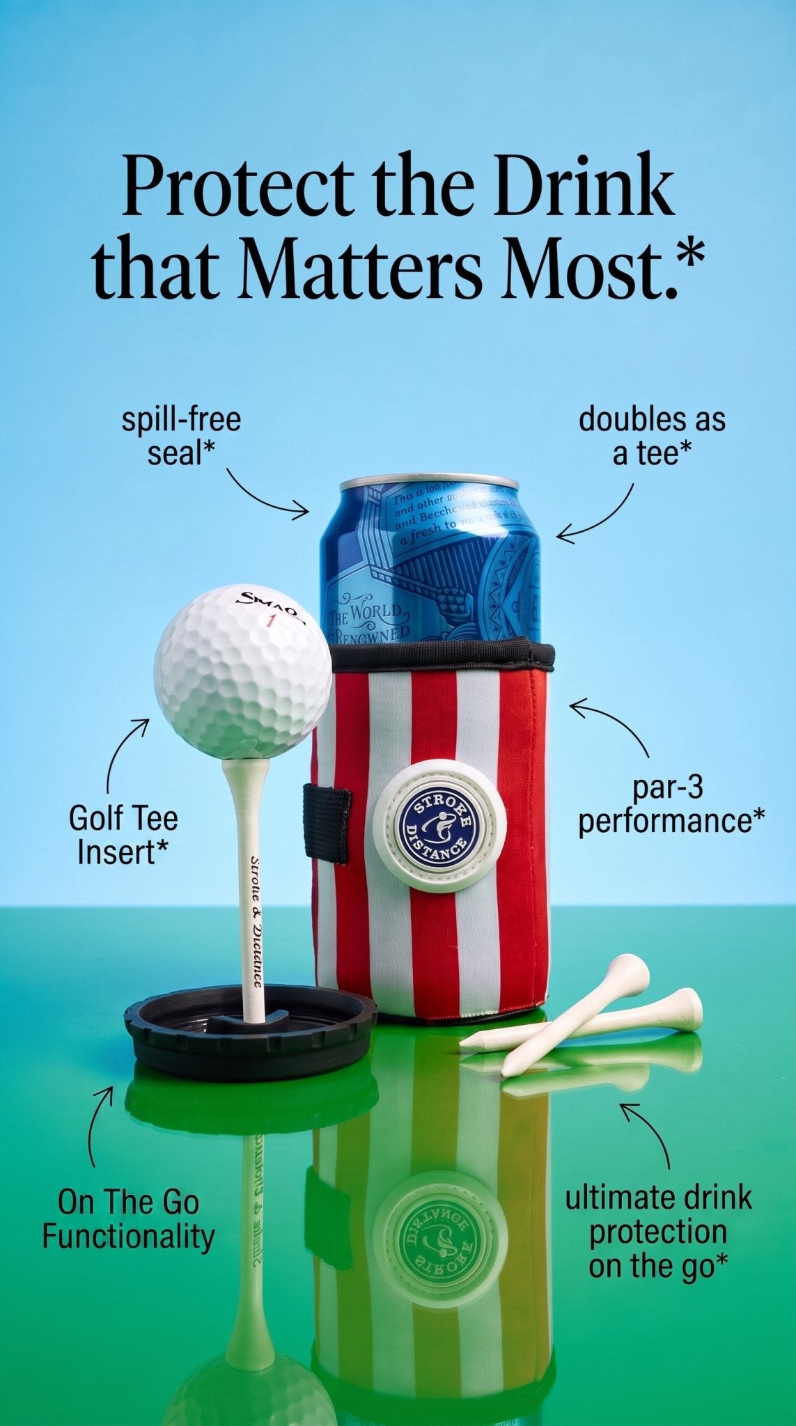 Can Cap Tee 3 Pack: Ultimate Beverage Protection & Golf Tee in One - Stroke & Distance