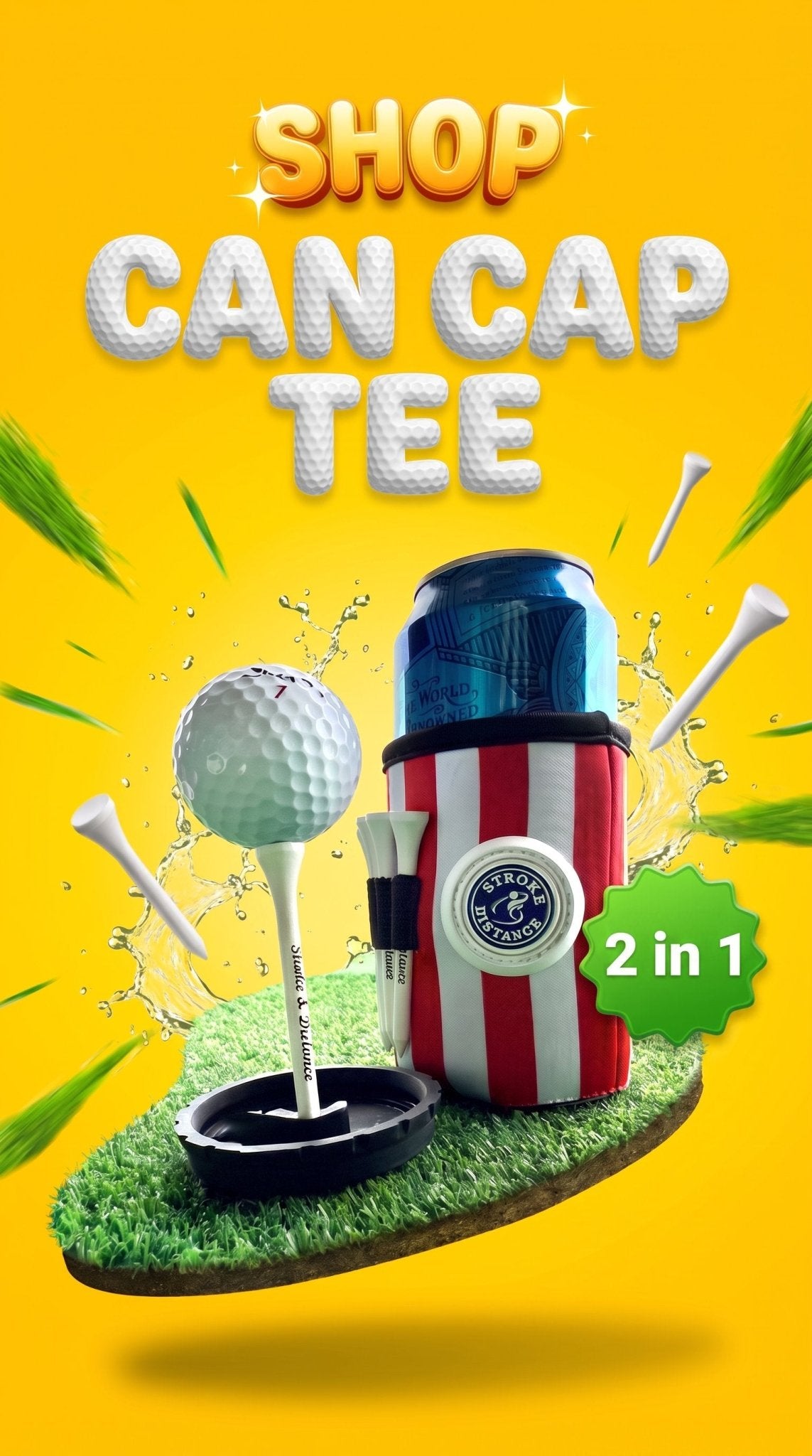Can Cap Tee 3 Pack: Ultimate Beverage Protection & Golf Tee in One - Stroke & Distance