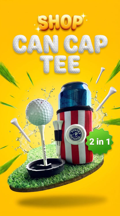 Can Cap Tee 3 Pack: Ultimate Beverage Protection & Golf Tee in One - Stroke & Distance