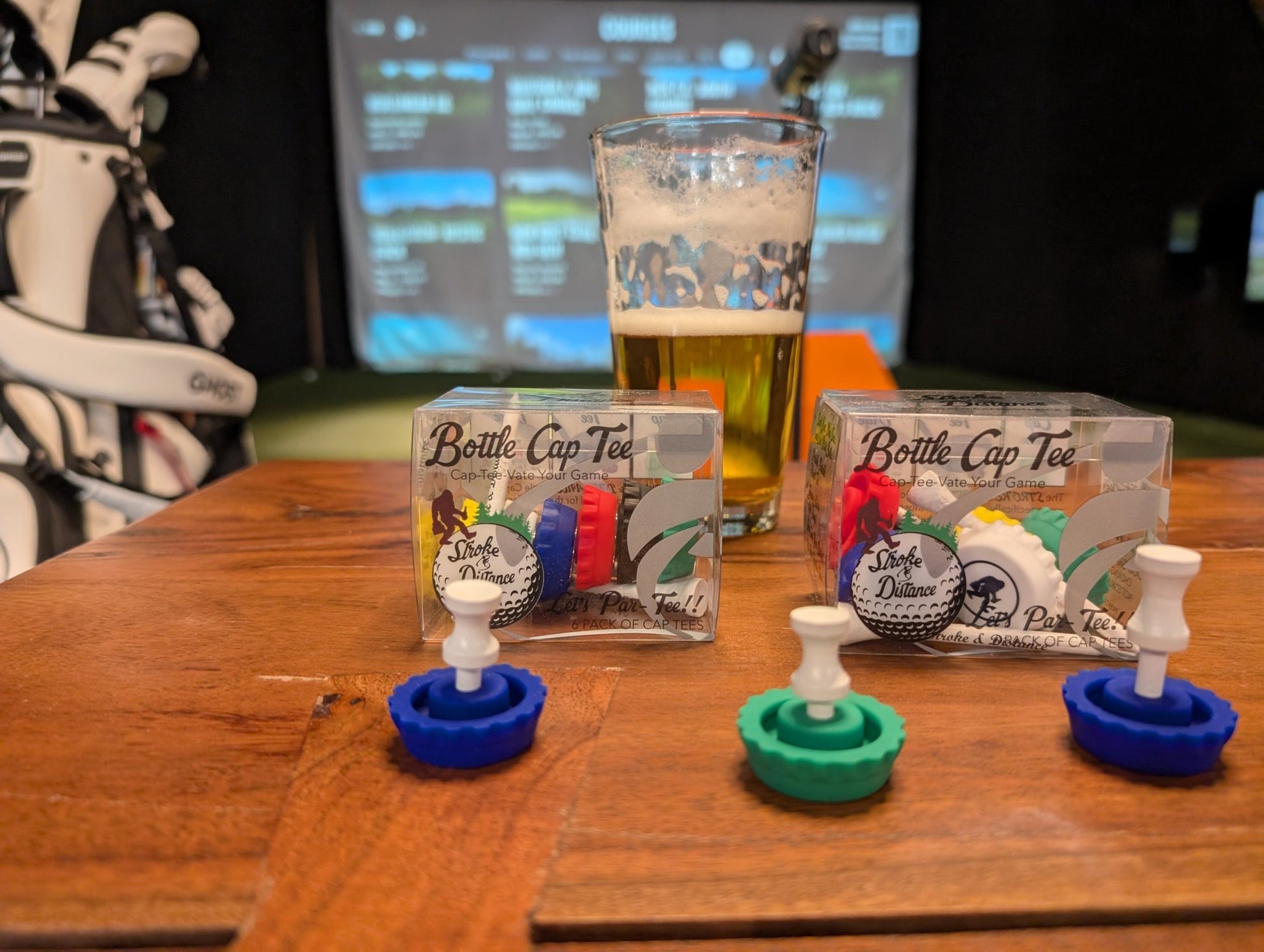 Golfers' Spill - Proof Bottle Cap Tee and Magnetic Ball Marker Variety Pack - Stroke & Distance