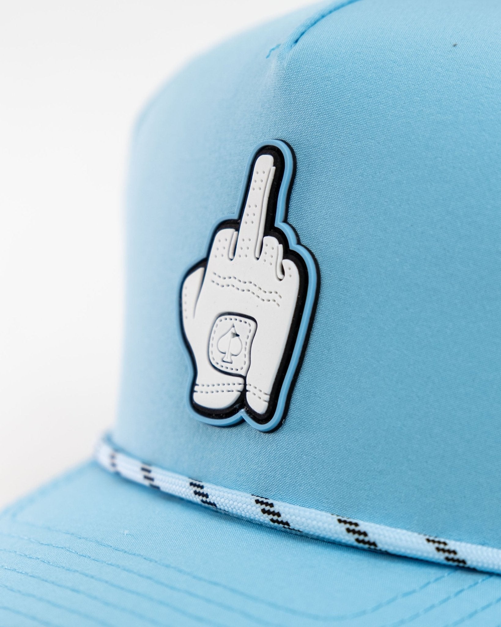 Middle Finger Baby Blue - Perforated Rope Hat - Stroke & Distance