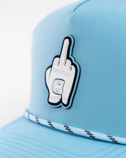 Middle Finger Baby Blue - Perforated Rope Hat - Stroke & Distance