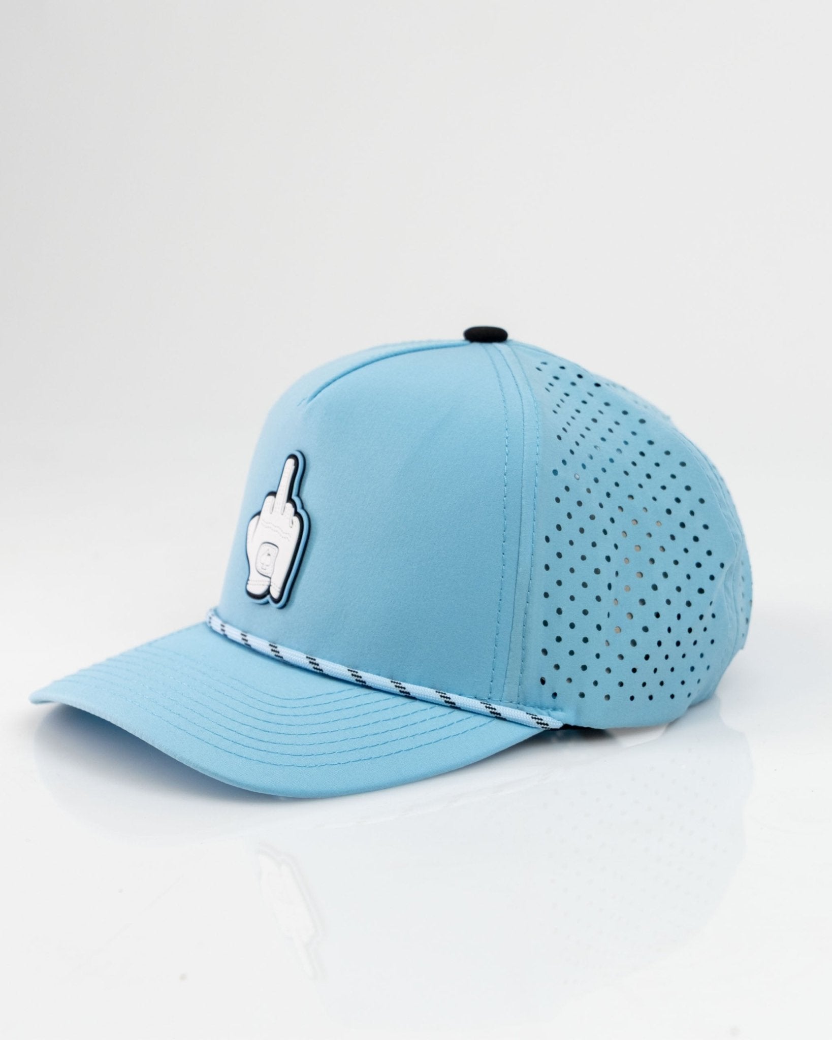 Middle Finger Baby Blue - Perforated Rope Hat - Stroke & Distance