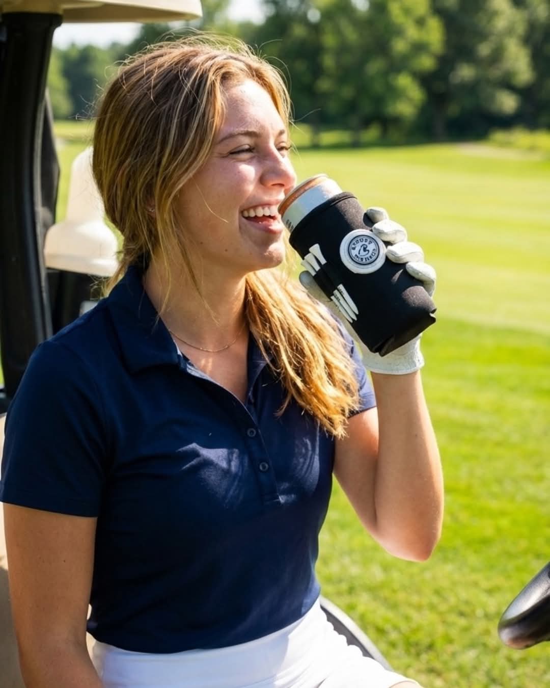 Patriotic Stars and Stripes Beverage Caddie Pack 3 - in - 1 Golf Insulator, Removeable Ball Marker, Bag Clip & Tees Combo - Stroke & Distance