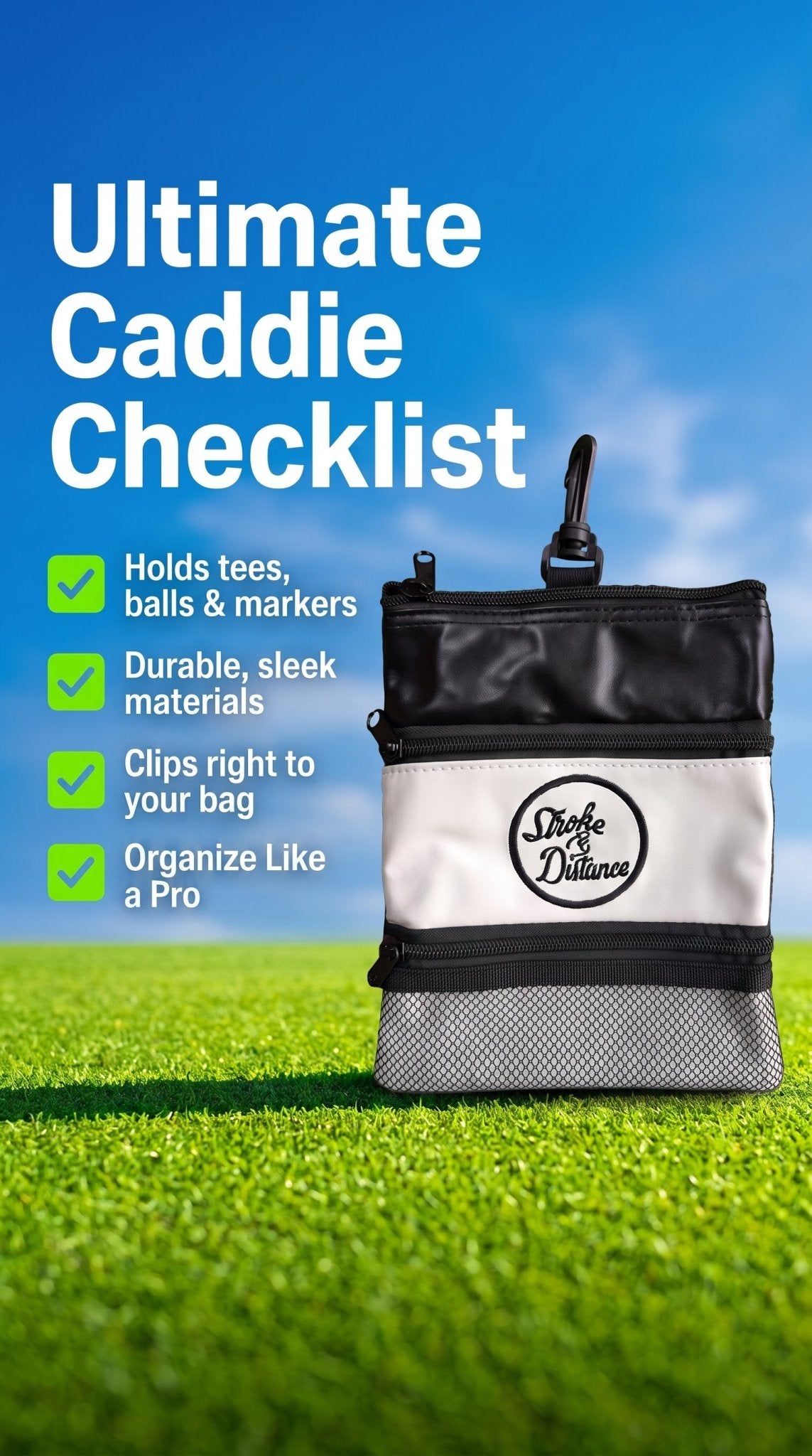 S&D Golf Pouch On-the-Go Solution for Your Golfing Essentials - Stroke & Distance