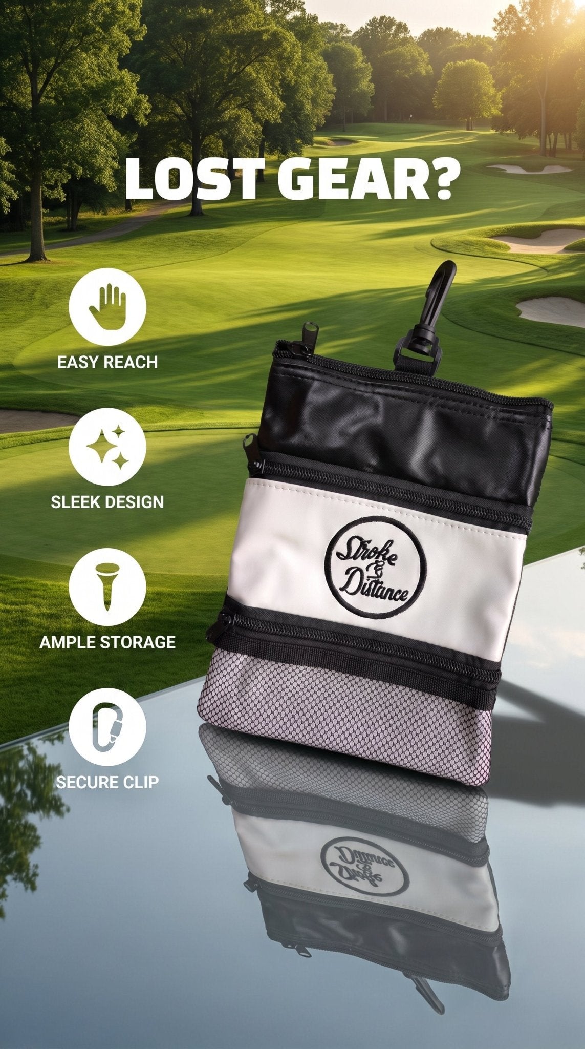 S&D Golf Pouch On-the-Go Solution for Your Golfing Essentials - Stroke & Distance