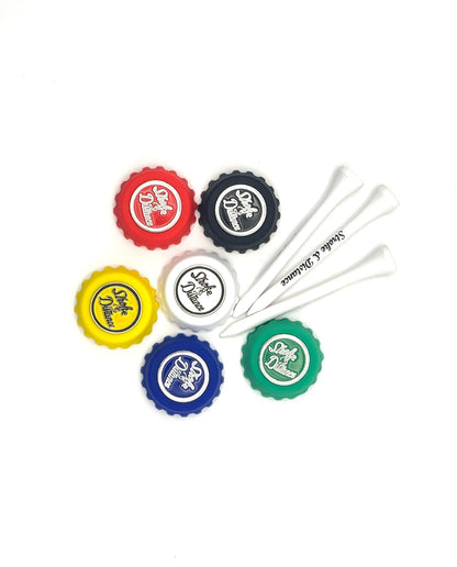Spill - Proof Screen Print Bottle Cap - Golf Tee Combo Variety Pack - Stroke & Distance