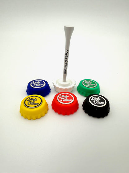 Spill - Proof Screen Print Bottle Cap - Golf Tee Combo Variety Pack - Stroke & Distance