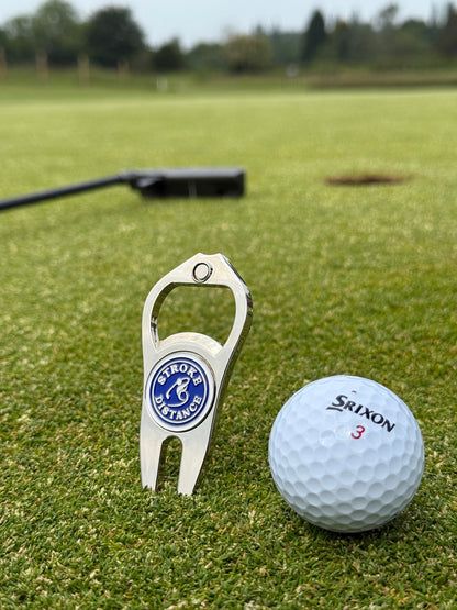 Stroke & Distance Golf Gift Set: Gift Tin, Divot Tool, Ball Marker, Hat Clip - Stroke & Distance