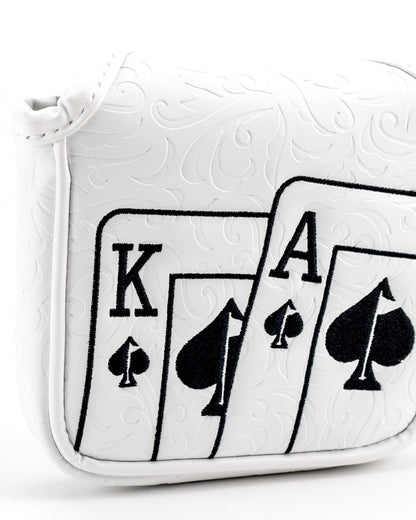 White Out Ace of Spades - Mallet Putter Cover - Stroke & Distance